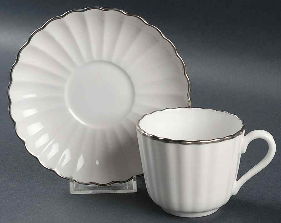 Corinth (PlatinumTrim) Footed Cup & Saucer Set by Spode-1