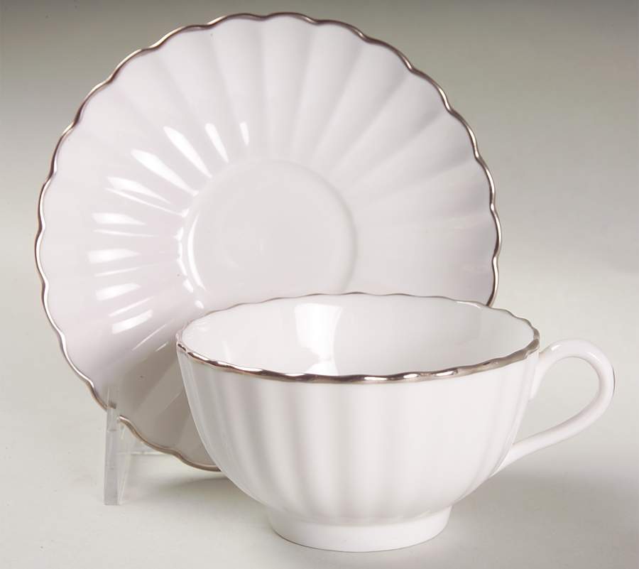 Corinth (PlatinumTrim) Footed Cup & Saucer Set by Spode-1