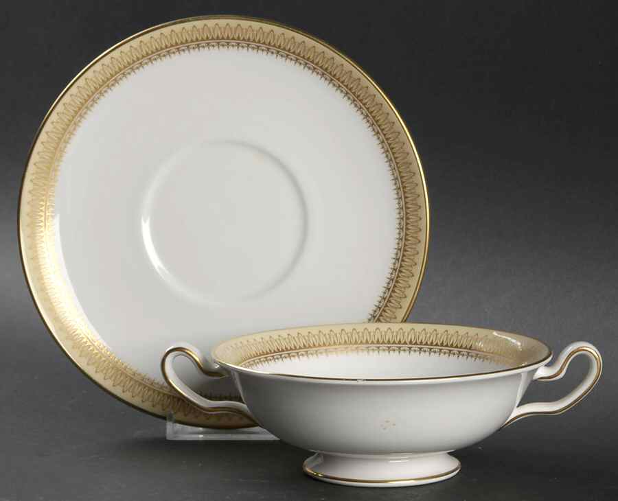 Countess Footed Cream Soup Bowl & Saucer Set by Spode-1