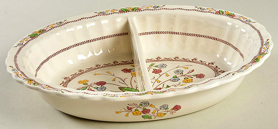 Cowslip 11" Oval Divided Vegetable Bowl by Spode-1
