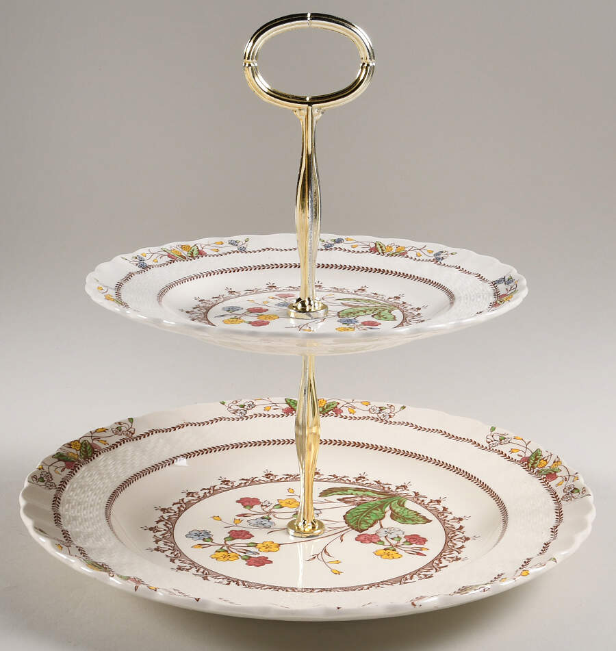 Cowslip 6 5/8"-10"  2 Tiered Serving Tray (Dp, Sp) HC by Spode-1