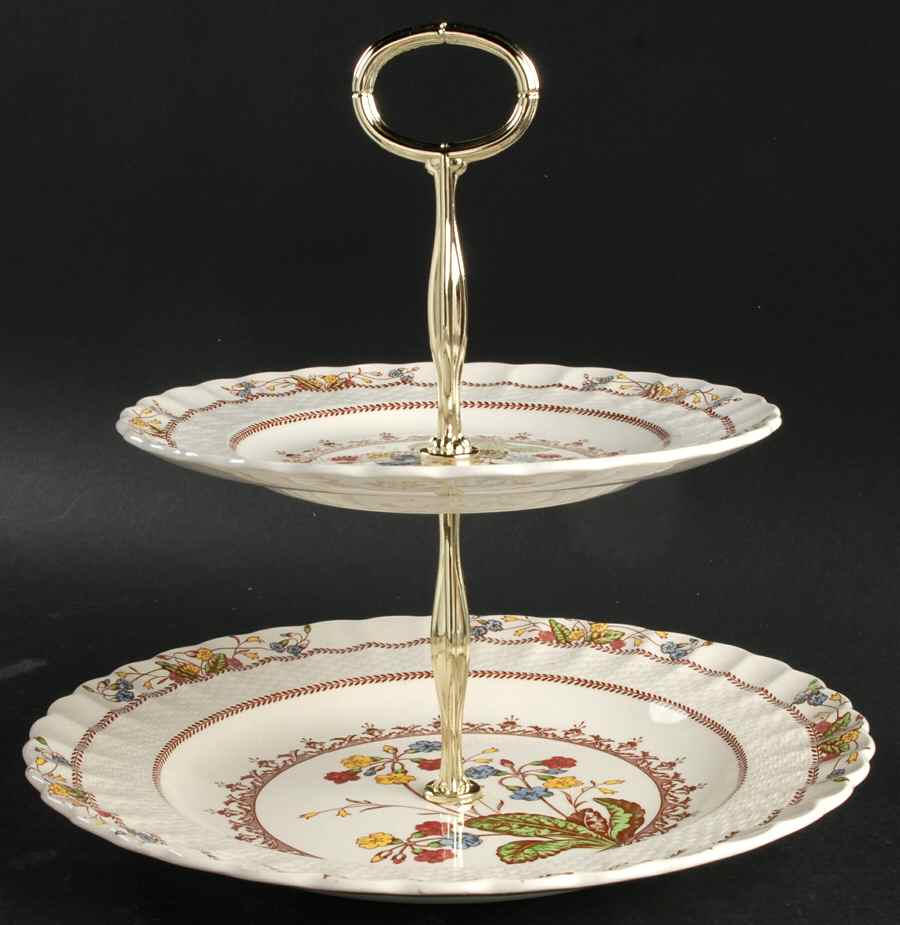 Cowslip 2 Tiered Serving Tray (Dinner & Salad Plate) by Spode-1