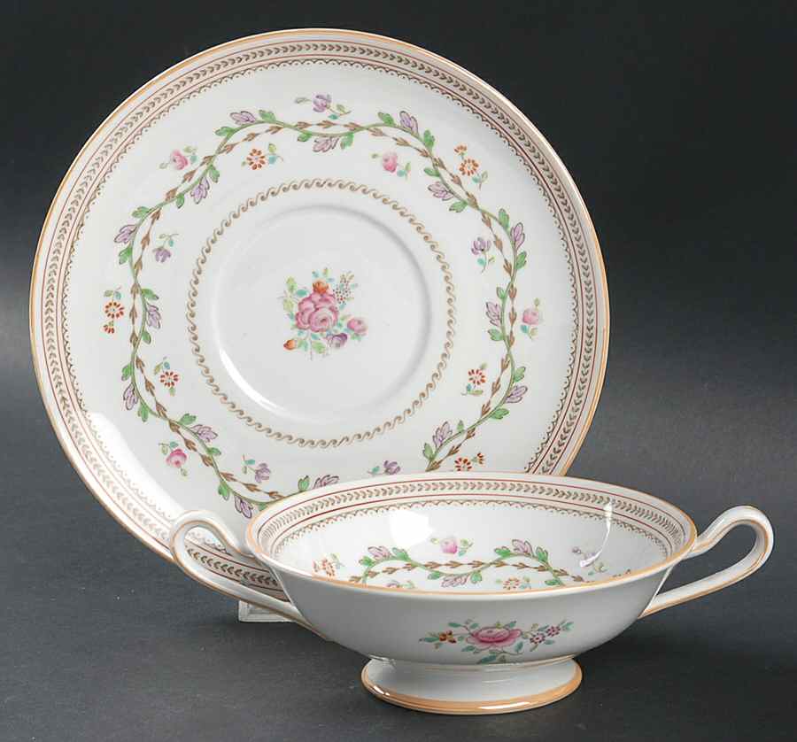Craigavon Lavender Footed Cream Soup Bowl & Saucer Set by Spode-1