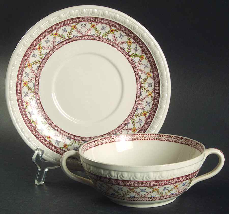 Cynthia Flat Cream Soup Bowl & Saucer Set by Spode-1