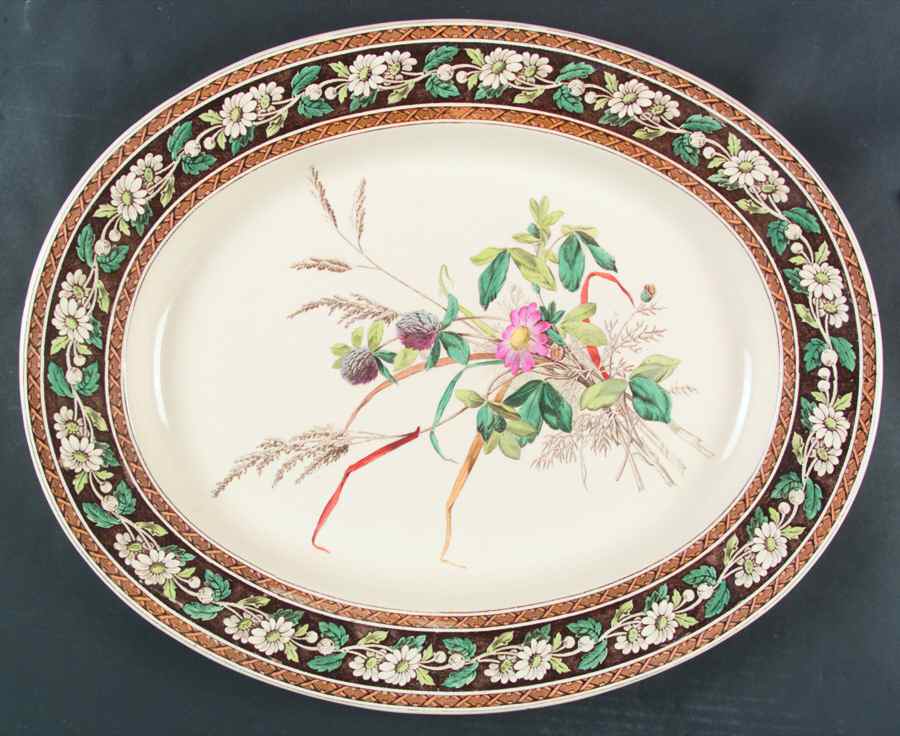 Daisy (Brown-Multicolor) 19" Oval Serving Platter by Spode-1