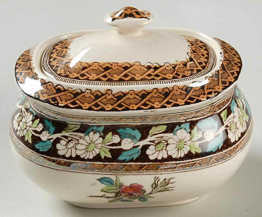 Daisy (Brown-Multicolor) Sugar Bowl & Lid by Spode-1