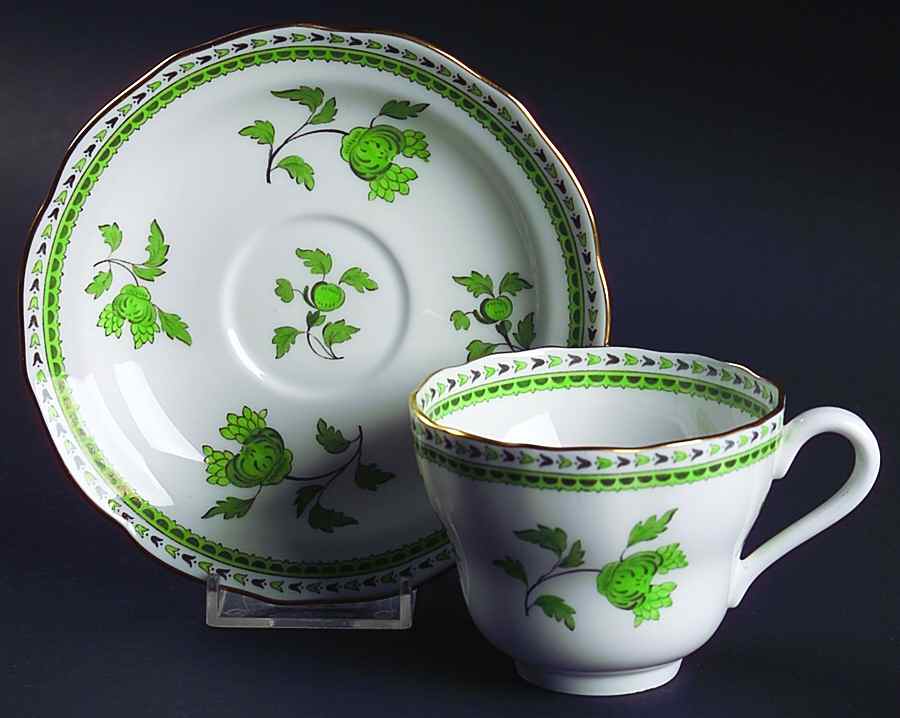 Darlington Apple Green Footed Cup & Saucer Set by Spode-1