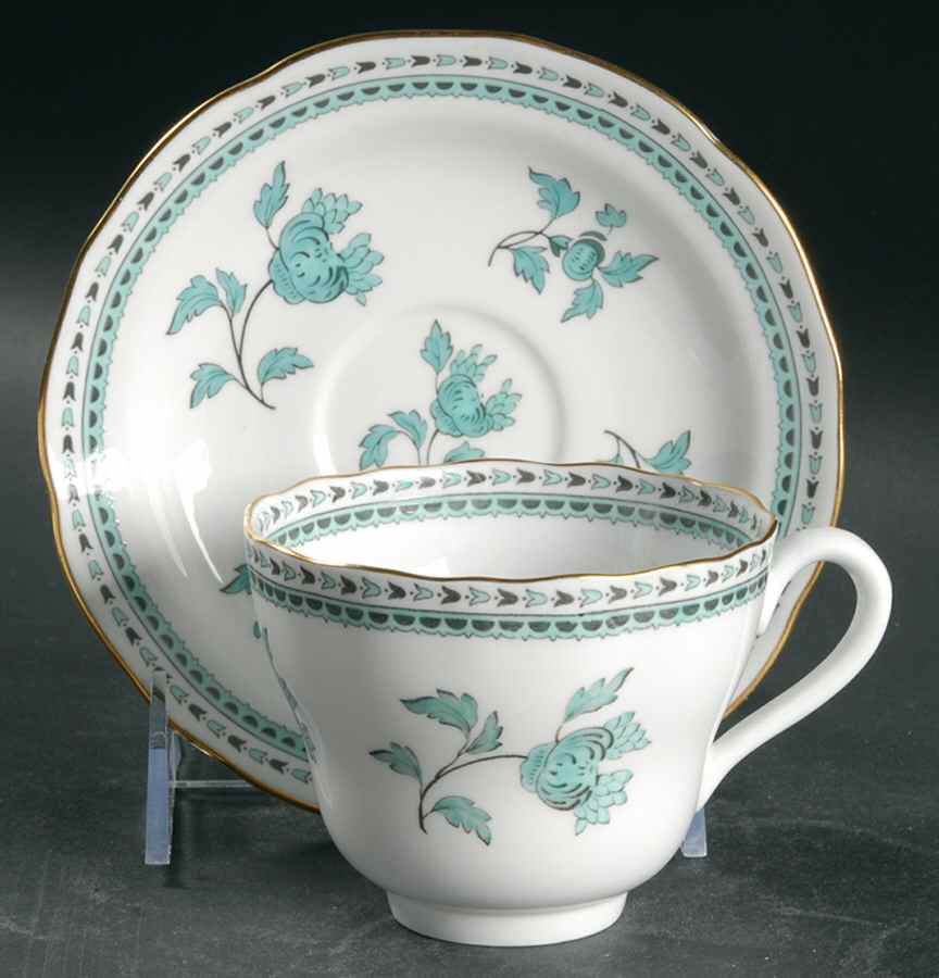 Darlington Green (Teal) Footed Cup & Saucer Set by Spode-1