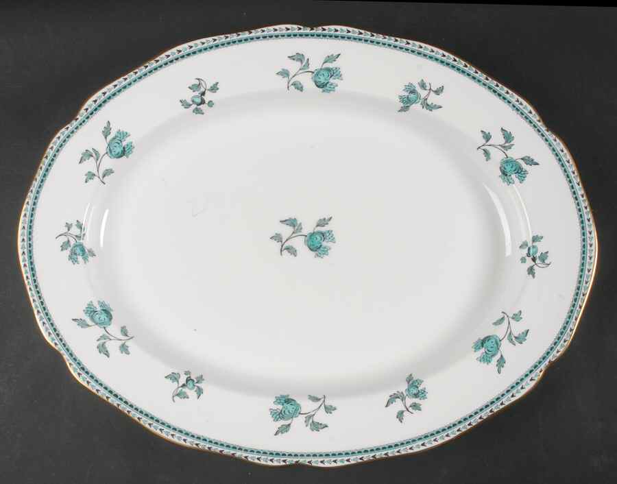 Darlington Green (Teal) 16" Oval Serving Platter by Spode-1