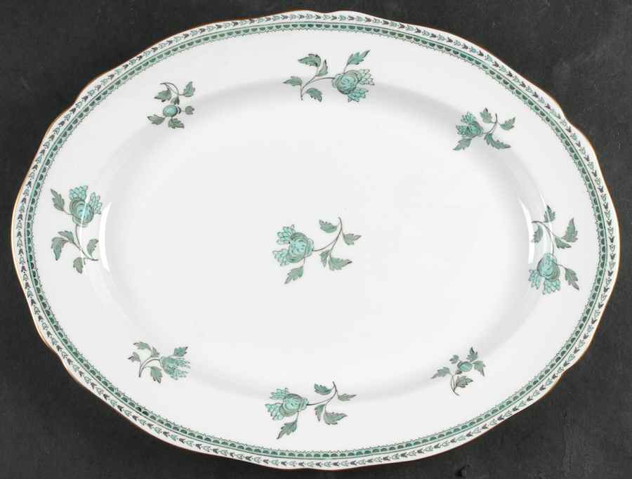 Darlington Green (Teal) 12" Oval Serving Platter by Spode-1