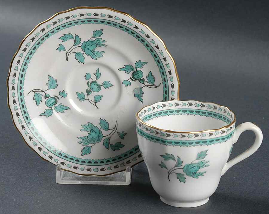 Darlington Green (Teal) Flat Demitasse Cup & Saucer Set by Spode-1