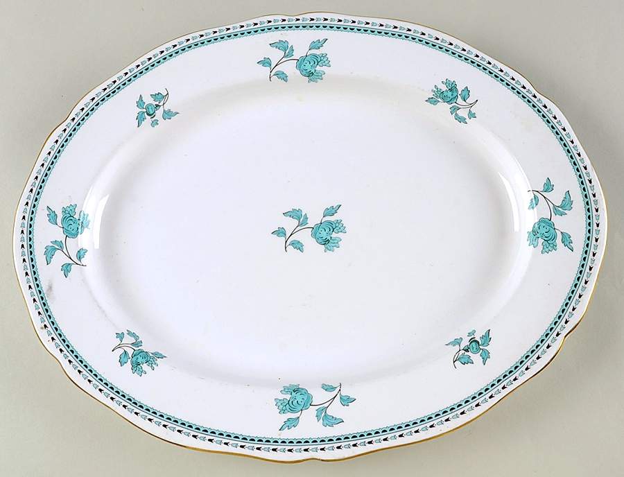 Darlington Green (Teal) 14" Oval Serving Platter by Spode-1