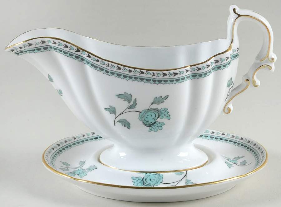 Darlington Green (Teal) Gravy Boat & Underplate by Spode-1