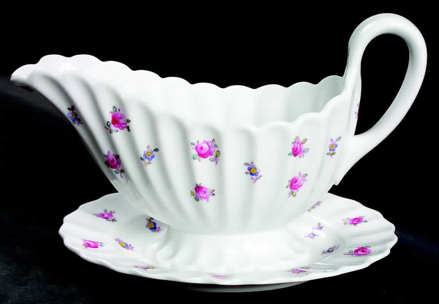 Dimity Gravy Boat with Attached Underplate by Spode-1