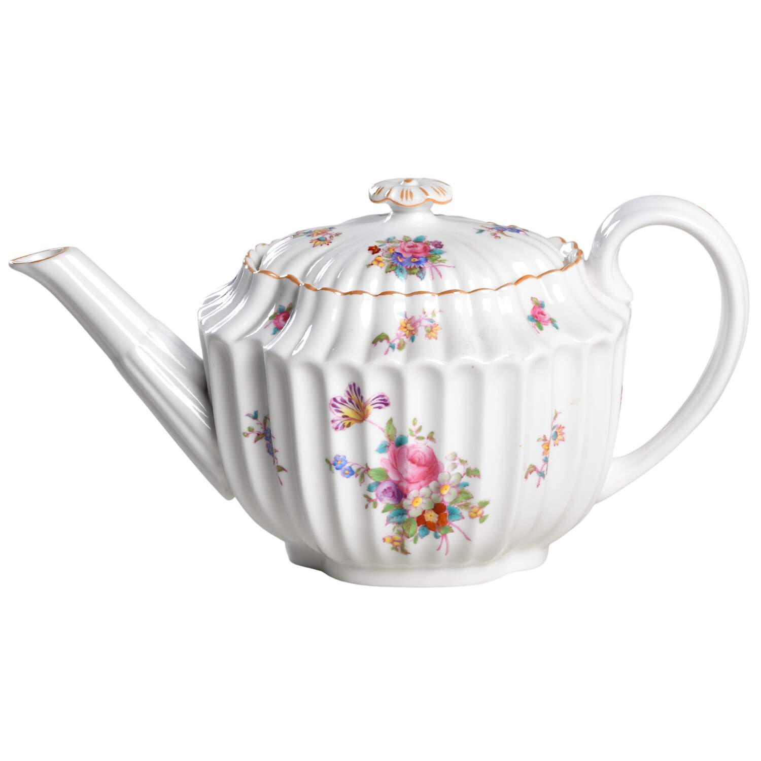 Dresden Rose (Y5758, Fluted) Teapot & Lid by Spode-1