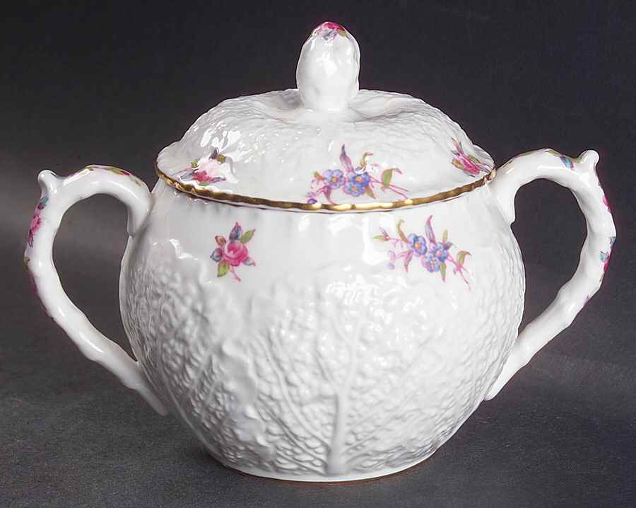Dresden Rose (Y2958, Savoy) Sugar Bowl & Lid by Spode-1