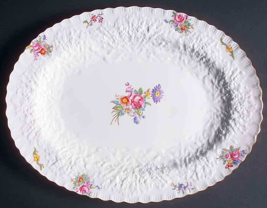 Dresden Rose (Y2958, Savoy) 13" Oval Serving Platter by Spode-1