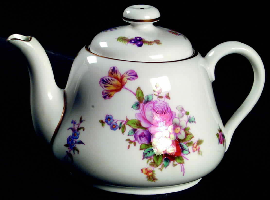 Dresden Rose (Y5741, Pink Background) Individual Teapot & Lid by Spode-1