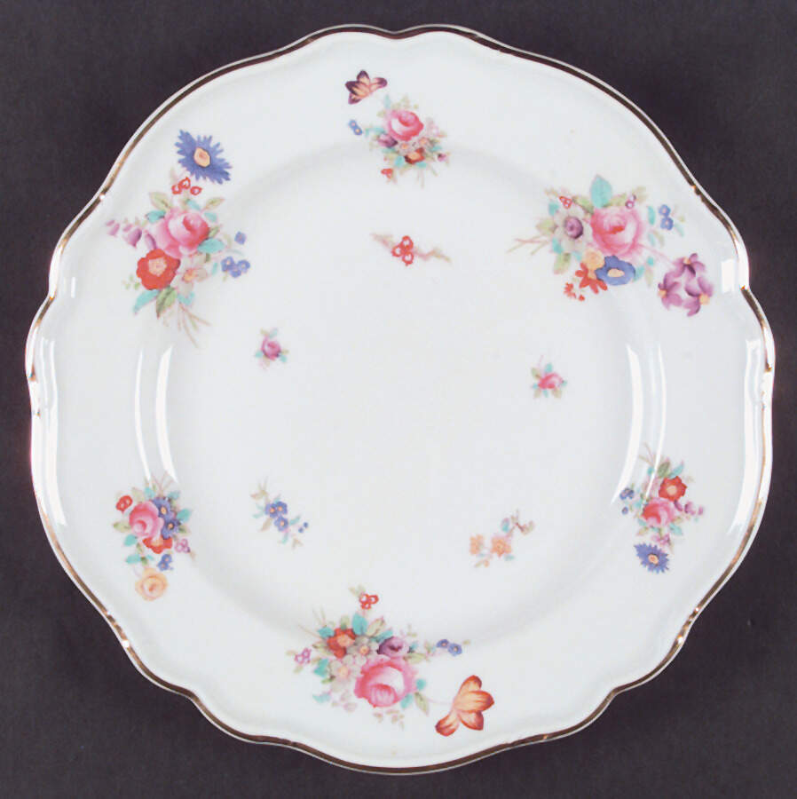 Dresden Rose (R2241, Scalloped, Gold) Dinner Plate by Spode-1