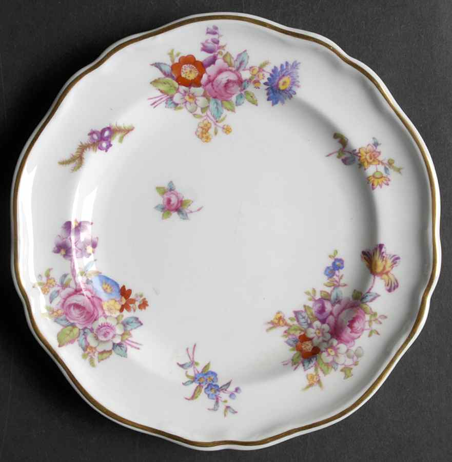 Dresden Rose (R2241, Scalloped, Gold) Bread & Butter Plate by Spode-1