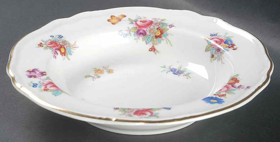 Dresden Rose (R2241, Scalloped, Gold) Rim Soup Bowl by Spode-1