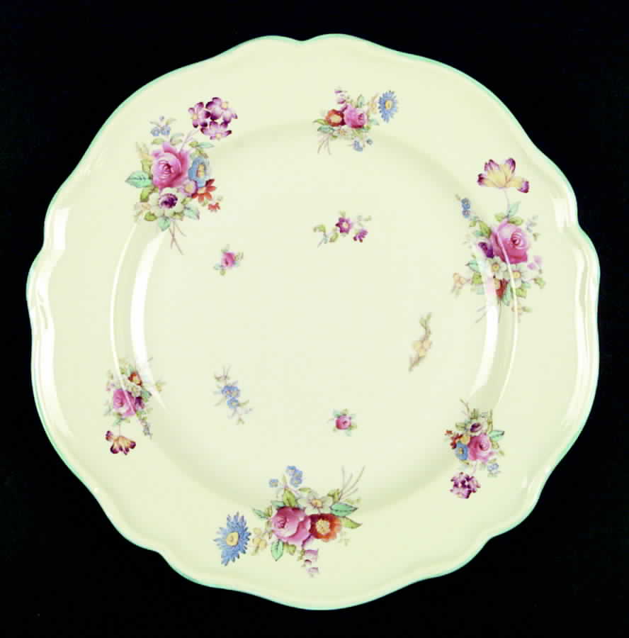 Dresden Rose (Y676, Green Trim) Dinner Plate by Spode-1