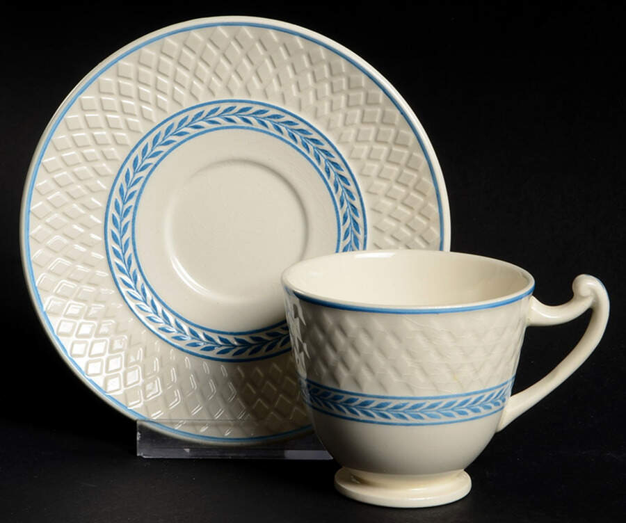 Elaine Blue (1290, Mansard) Footed Demitasse Cup & Saucer Set by Spode-1