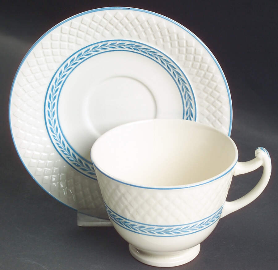 Elaine Blue (1290, Mansard) Footed Cup & Saucer Set by Spode-1