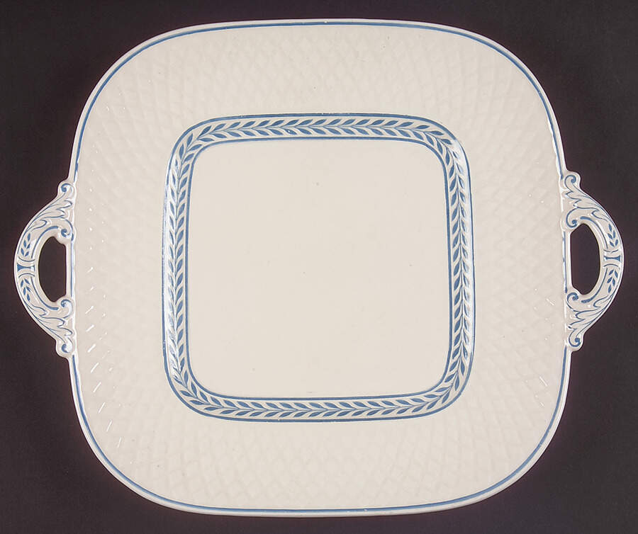 Elaine Blue (1290, Mansard) Handled Cake Plate by Spode-1