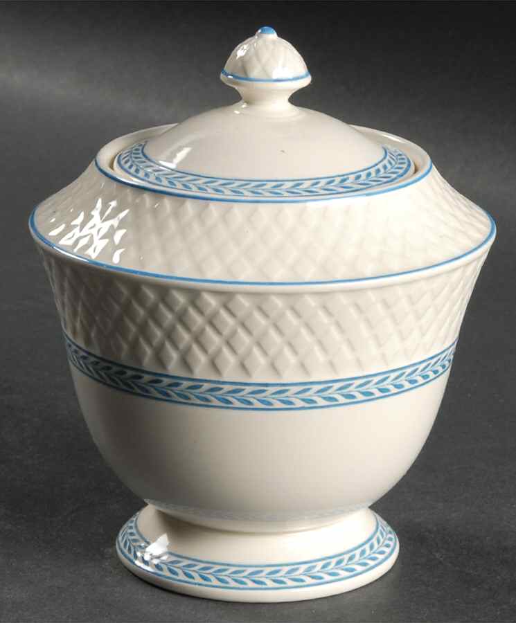 Elaine Blue (1290, Mansard) Sugar Bowl & Lid by Spode-1