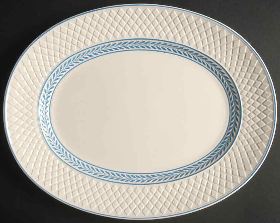 Elaine Blue (1290, Mansard) 13" Oval Serving Platter by Spode-1