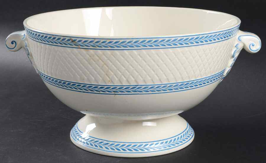 Elaine Blue (1290, Mansard) Footed Punch Bowl by Spode-1