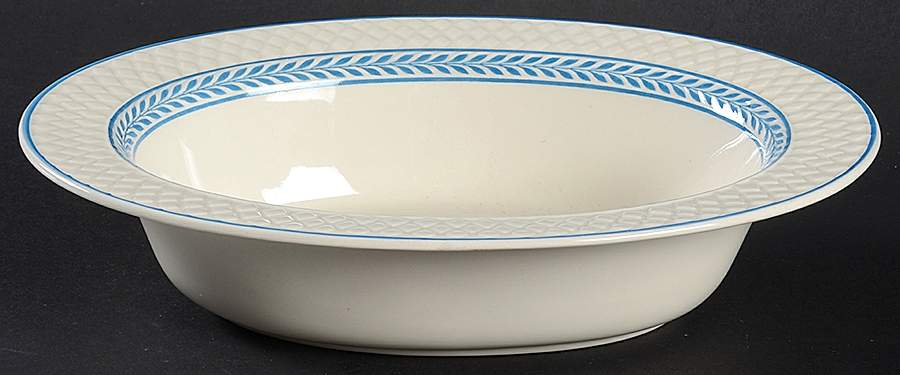 Elaine Blue (1290, Mansard) 9" Oval Vegetable Bowl by Spode-1