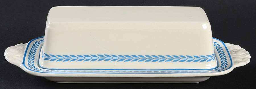 Elaine Blue (1290, Mansard) 1/4 Lb Covered Butter by Spode-1