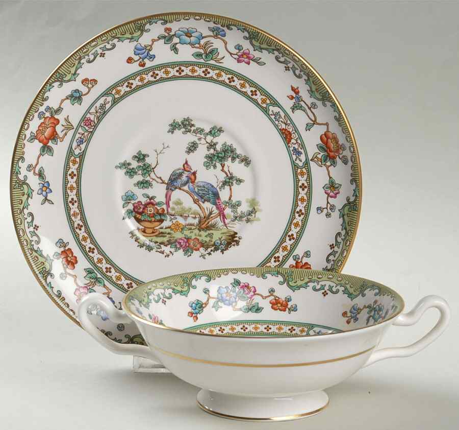 Elysee Footed Cream Soup Bowl & Saucer Set by Spode-1