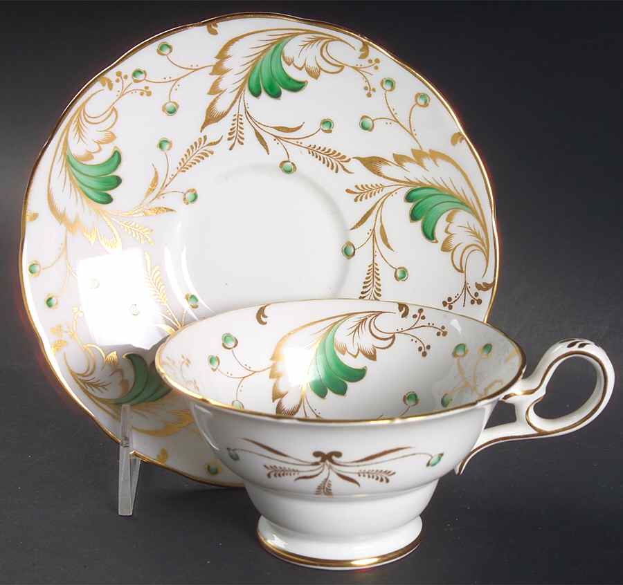 Emerald Footed Cup & Saucer Set by Spode-1