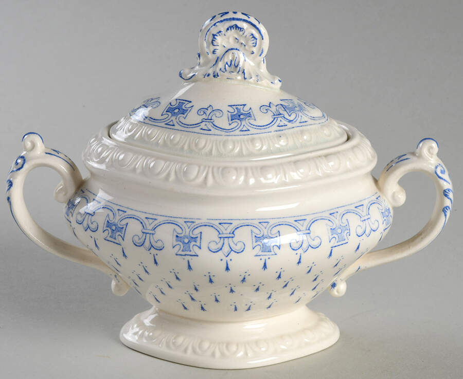 Ermine Blue Mini Sugar Bowl & Lid by Spode-1