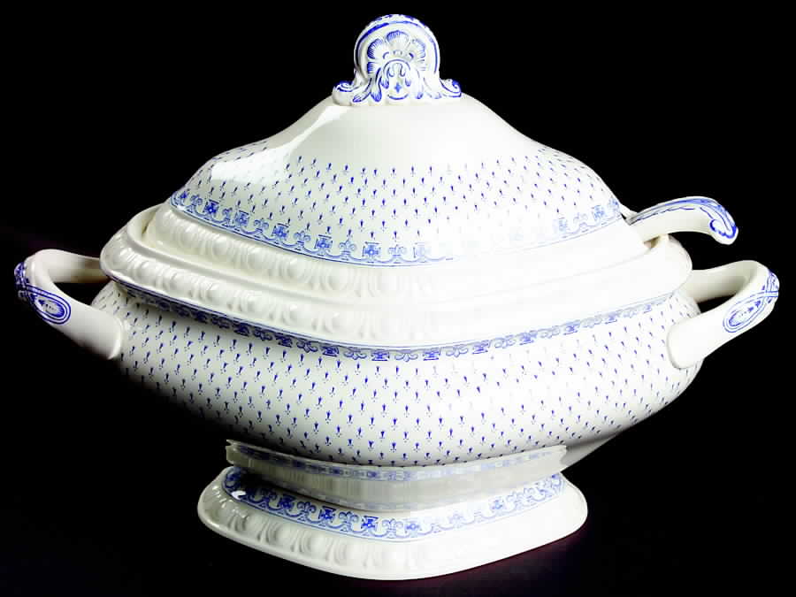 Ermine Blue Tureen & Lid w/Ladle by Spode-1