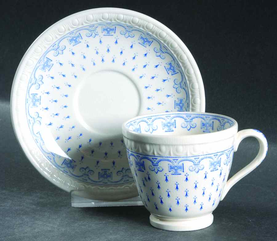 Ermine Blue Footed Demitasse Cup & Saucer Set by Spode-1