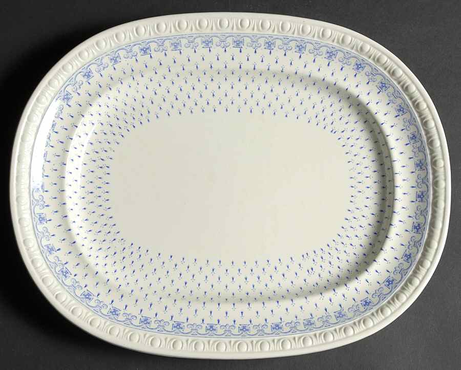 Ermine Blue 13" Oval Serving Platter by Spode-1
