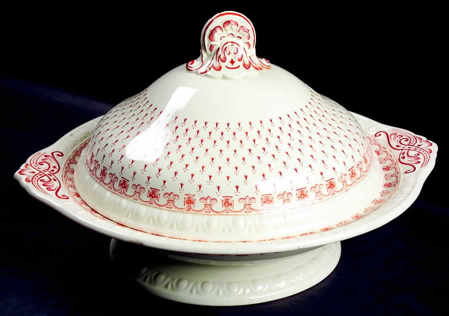 Ermine Red Round Covered Vegetable by Spode-1