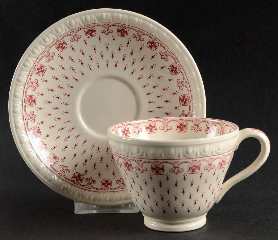 Ermine Red Footed Cup & Saucer Set by Spode-1