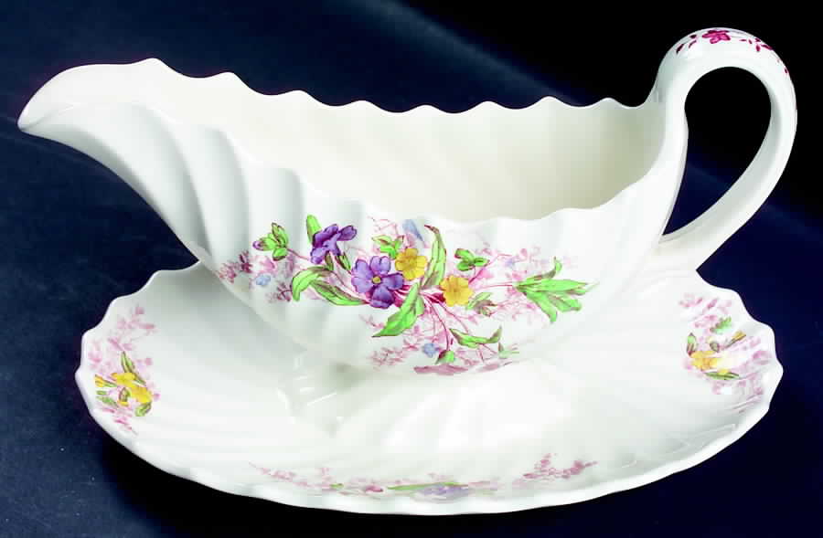 Fairy Dell Gravy Boat with Attached Underplate by Spode-1