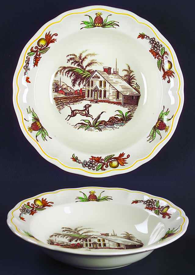 Fair Haven (Yellow Trim) Rim Soup Bowl by Spode-1