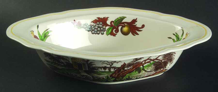 Fair Haven (Yellow Trim) 10" Oval Vegetable Bowl by Spode-1