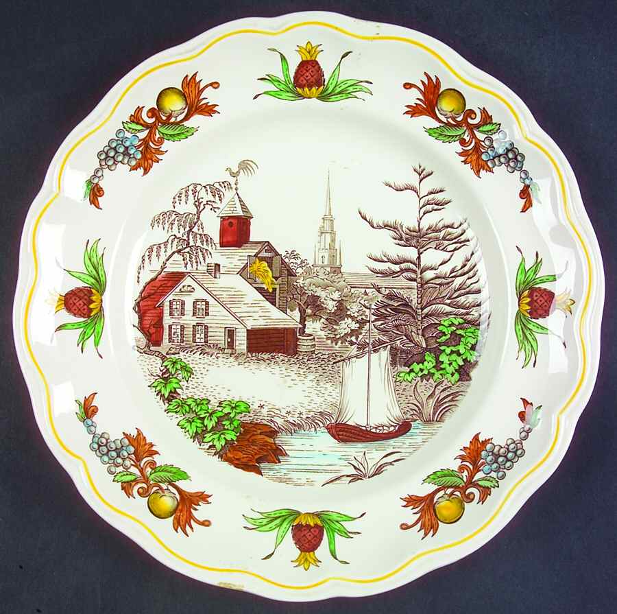 Fair Haven (Yellow Trim) Dinner Plate by Spode-1