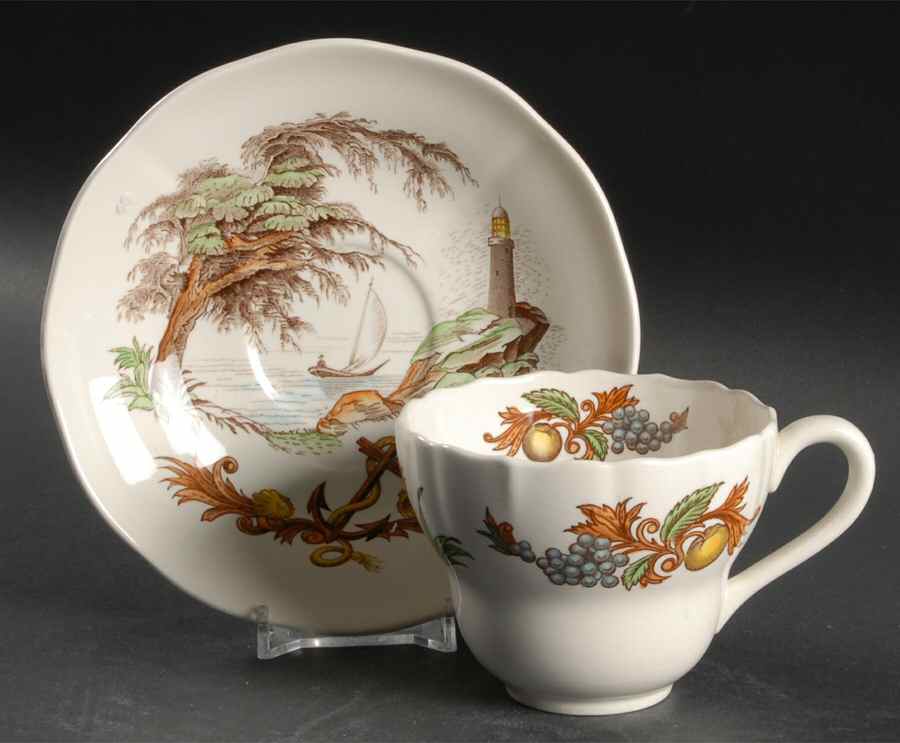 Fair Haven (No Trim) Flat Cup & Saucer Set by Spode-1