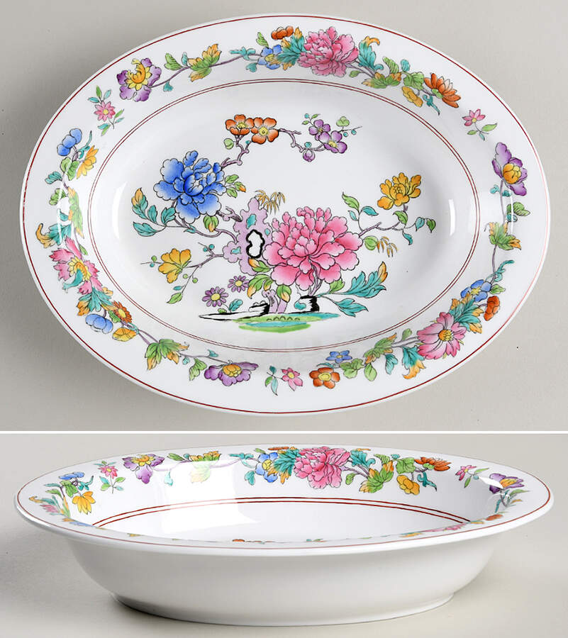 Famille Rose 9" Oval Vegetable Bowl by Spode-1