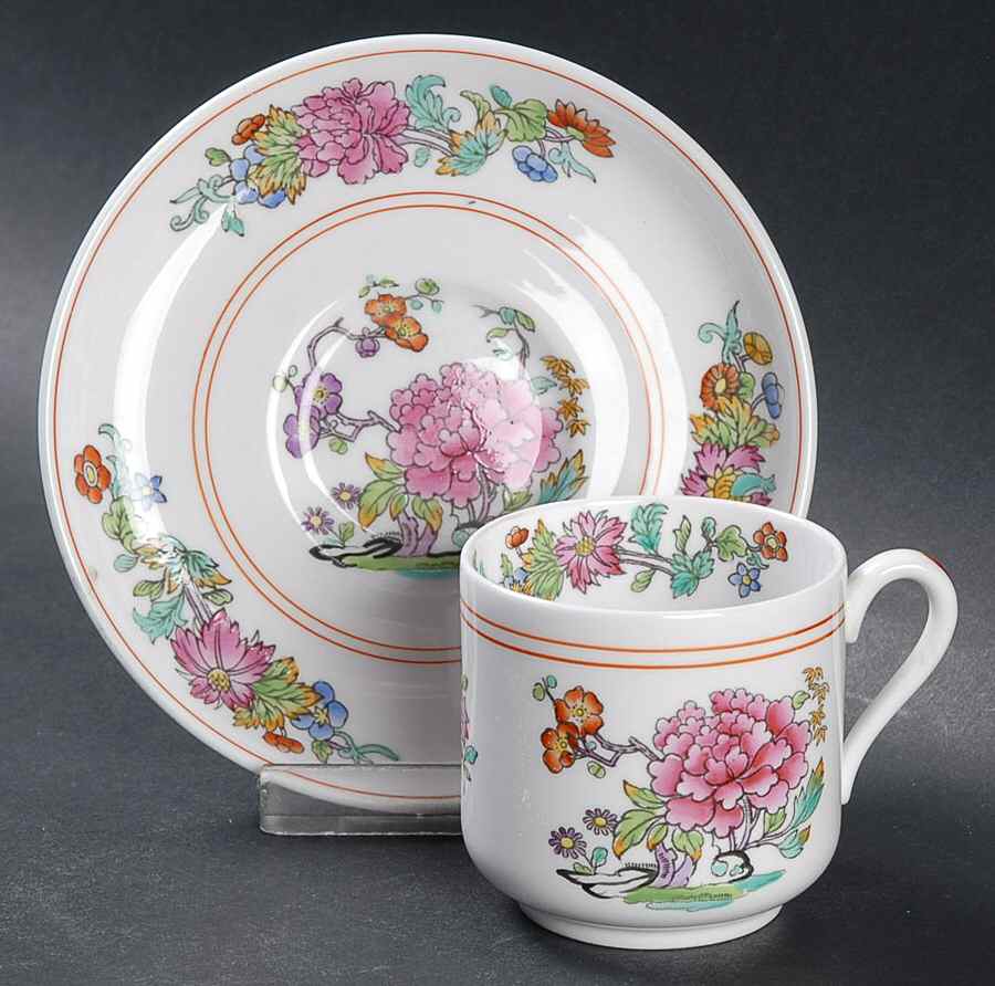 Famille Rose Flat Demitasse Cup & Saucer Set by Spode-1