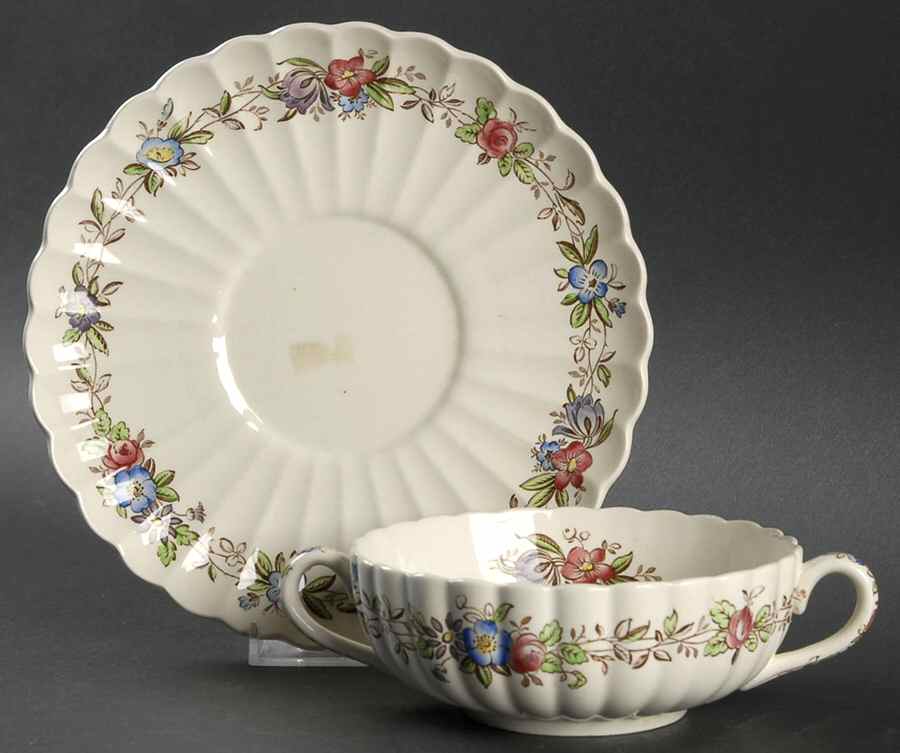 Felicity Footed Cream Soup Bowl & Saucer Set by Spode-1